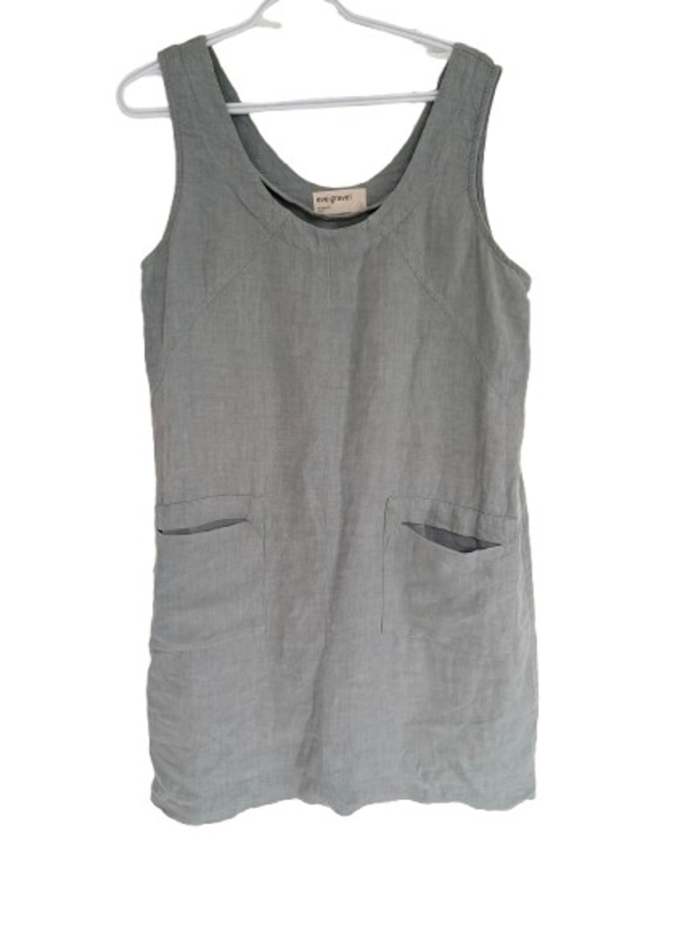 Eve Gravel Linen Blend Sleeveless Pocket Dress Size L - Picture 2 of 9